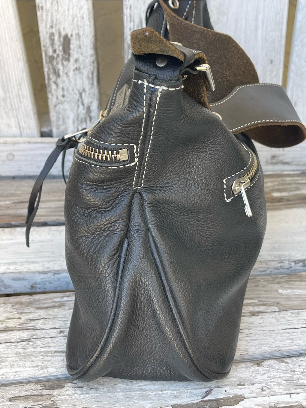 Harley-Davidson Women’s HD621 Black Leather Shoulder Bag Double Zipper Purse - Picture 3 of 15